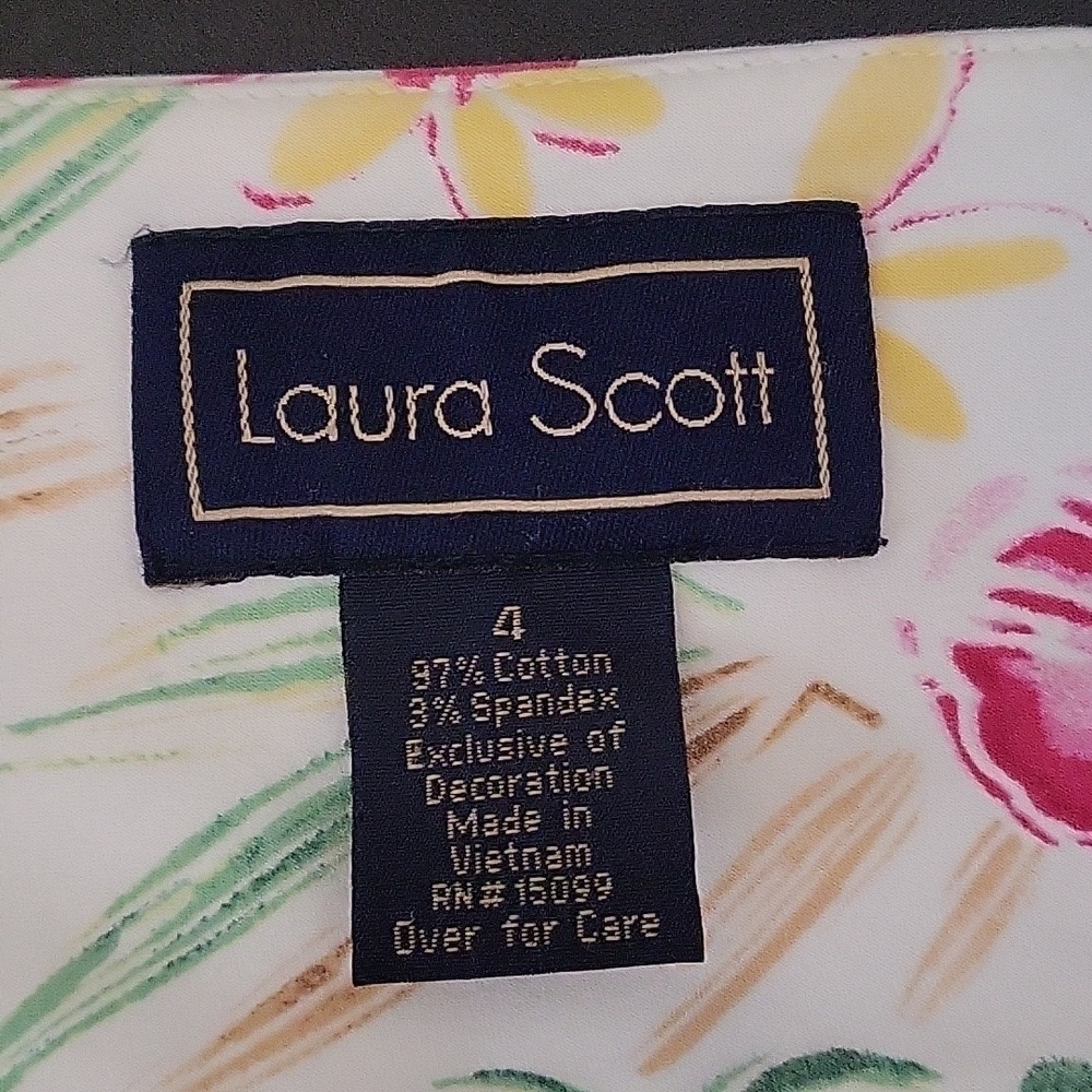 Laura Scott Vintage Cotton/ Spandex Hawaiian Print Side Zipper Skirt - Size 4 - Picture 4 of 7